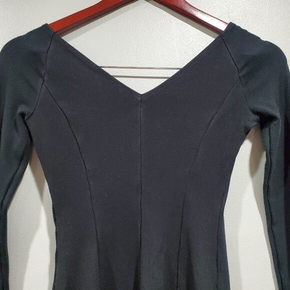 Theory Women's Black Spandex Bodycon Mini Dress Long-Sleeved Zip Cuffs Sz P/TP - Picture 11 of 12